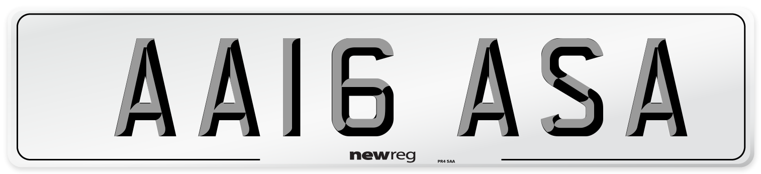 AA16 ASA Number Plate from New Reg